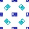 Blue Mining bitcoin from laptop icon isolated seamless pattern on white background. Cryptocurrency mining, blockchain