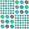 Blue, mint, gray pastel polka dot seamless pattern, acrylic dotted background.