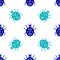 Blue Mite icon isolated seamless pattern on white background. Vector