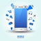 Blue Mobile infographic vector illustration, web icon design