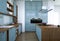 Blue modern kitchen interior design illustration