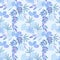Blue monochrome leaf seamless pattern for fabric textile wallpaper.
