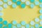 Blue monotone beehive-like hexagons on yellow background