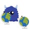 Blue Monster School Learning Map Globe Illustration Vector Clipart