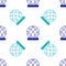 Blue Montreal Biosphere icon isolated seamless pattern on white background. Vector