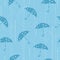 Blue Moody Rainy Day and Umbrella Vector Graphic Art Seamless Pattern