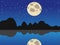 Blue moon night lake background