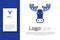 Blue Moose head with horns icon isolated on white background. Logo design template element. Vector