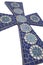Blue mosaic cross with white background