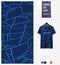 Blue mosaic pattern or grass crack fabric textile pattern design for soccer jersey, football kit. Abstract Background.