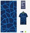 Blue mosaic pattern or grass crack fabric textile pattern design for soccer jersey, football kit. Abstract Background.