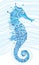 Blue mosaic seahorse