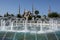 The Blue Mosque as seen from the water fountain in Sultanahmet Park in Istanbul in Turkey.