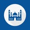 Blue mosque icon illustration, arabic islamic building art icon.