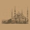 Blue Mosque. Istanbul, Turkey. Graphic sketch