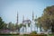 The Blue Mosque nestled within the lush Sultan Ahmet Park in Istanbul, Turkey