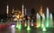 The Blue Mosque Sultan Ahmed Mosque and fountain illuminated green, Istanbul, Turkey