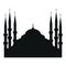 Blue mosque turkey silhouette vector illustration