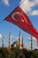 Blue Mosque Turkish flags view from M. Arkif Ersoy Sultanahment