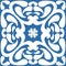 Blue motif for ceramic tiles in Azulejo style, retro blue design