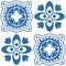 Blue motif for ceramic tiles in Azulejo style, retro blue vector