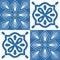 Blue motif for ceramic tiles in Azulejo style, retro design