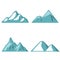 Blue mountain flat icons on white background