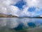 Blue Mountain Lake with Clouds above Bettmeralp, Aletsch Arena, Switzerland