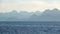 Blue Mountain View from Midsund ferry in the Romsdalfjord near Molde, Norway