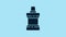 Blue Mouthwash plastic bottle icon isolated on blue background. Liquid for rinsing mouth. Oralcare equipment. 4K Video