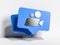 Blue Movie Icon, Cinema Projector on White Background. Online App For Watching TV Series And Movies. 3d Rendering