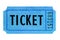 Blue movie ticket isolated on white background