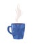 Blue mug with hot tea semi flat color vector object