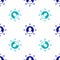 Blue Multitasking manager working icon isolated seamless pattern on white background. Vector