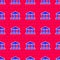 Blue Museum building icon isolated seamless pattern on red background. Vector Illustration