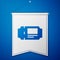 Blue Museum ticket icon isolated on blue background. History museum ticket coupon event admit exhibition excursion