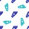 Blue Musical instrument kankles icon isolated seamless pattern on white background. Vector