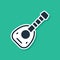 Blue Musical instrument lute icon isolated on green background. Arabic, Oriental, Greek music instrument. Vector