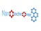 Blue nanotechnology symbol with molecule isolated