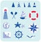 Blue nautical and sailor icons