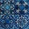 Blue navy vintage mosaic tile background. Abstract floral ceramic azulejo pattern in spanish or moroccan style. Generative AI