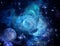 Blue nebula and planet