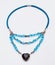 Blue necklace with a colorful heart pendant