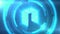 Blue NEO symbol on space background with HUD elements. Seamless loop.
