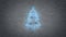 Blue neon christmas tree symbol and snowfall 3D rendering