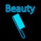 Blue neon cute comb on a black background. tool for styling hair and creating hairstyles. comb for long and short hair,