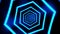 Blue Neon Hexagons Tunnel VJ Loop Motion Graphic Background