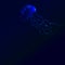 Blue neon jellyfish, ocean wildlife background