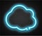 Blue neon luminous cloud shape signboard on bricklaying wall.