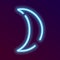 Blue neon moon icon for web